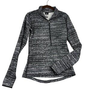 Nike Pro Half Zip Sweatshirt Size M Black Print Dri-Fit Pullover Thumbholes